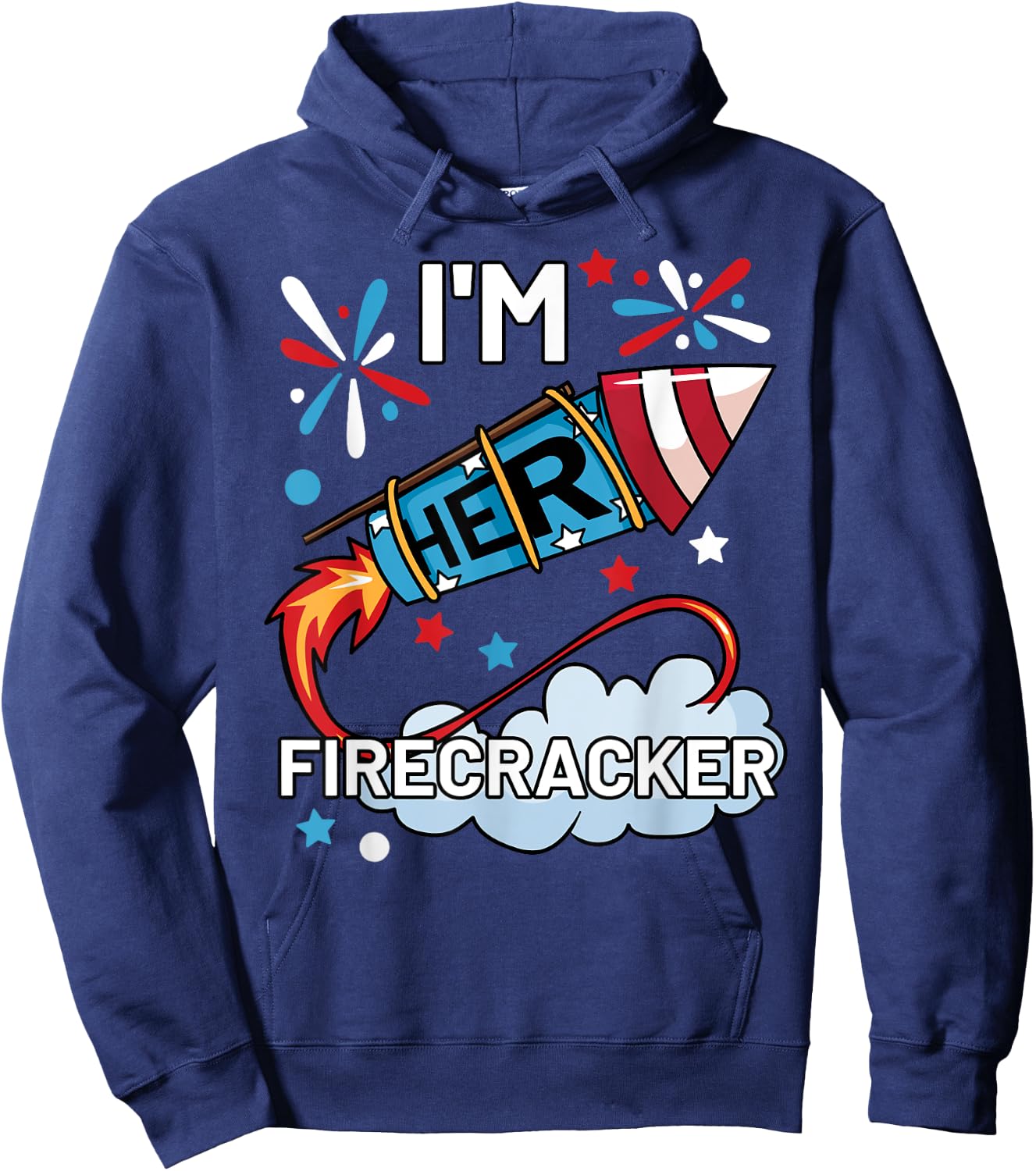 I'm Her Firecracker July 4th Matching Couple Cute Hoodie - Hoodie | Navy