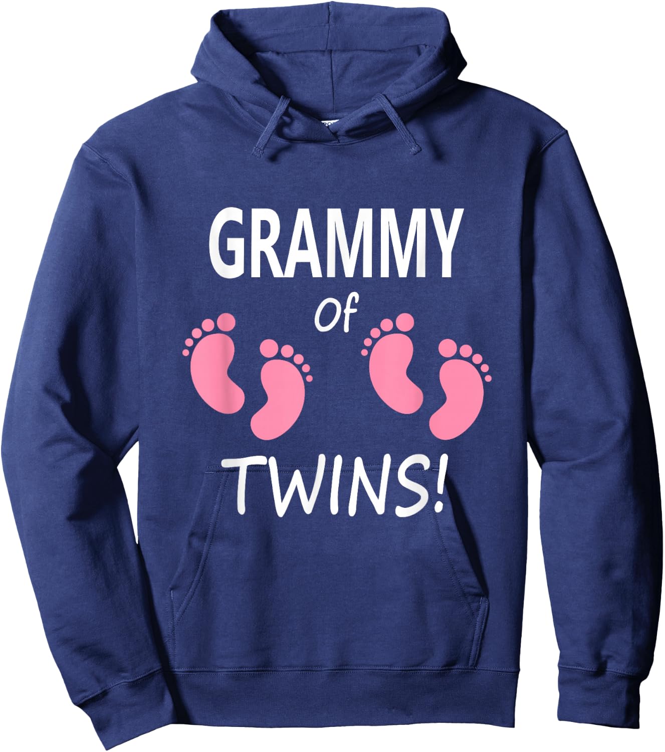 Women's Grandmother Grandma Grammy Twin Girls Pink Footprints Hoodie - Hoodie | Navy