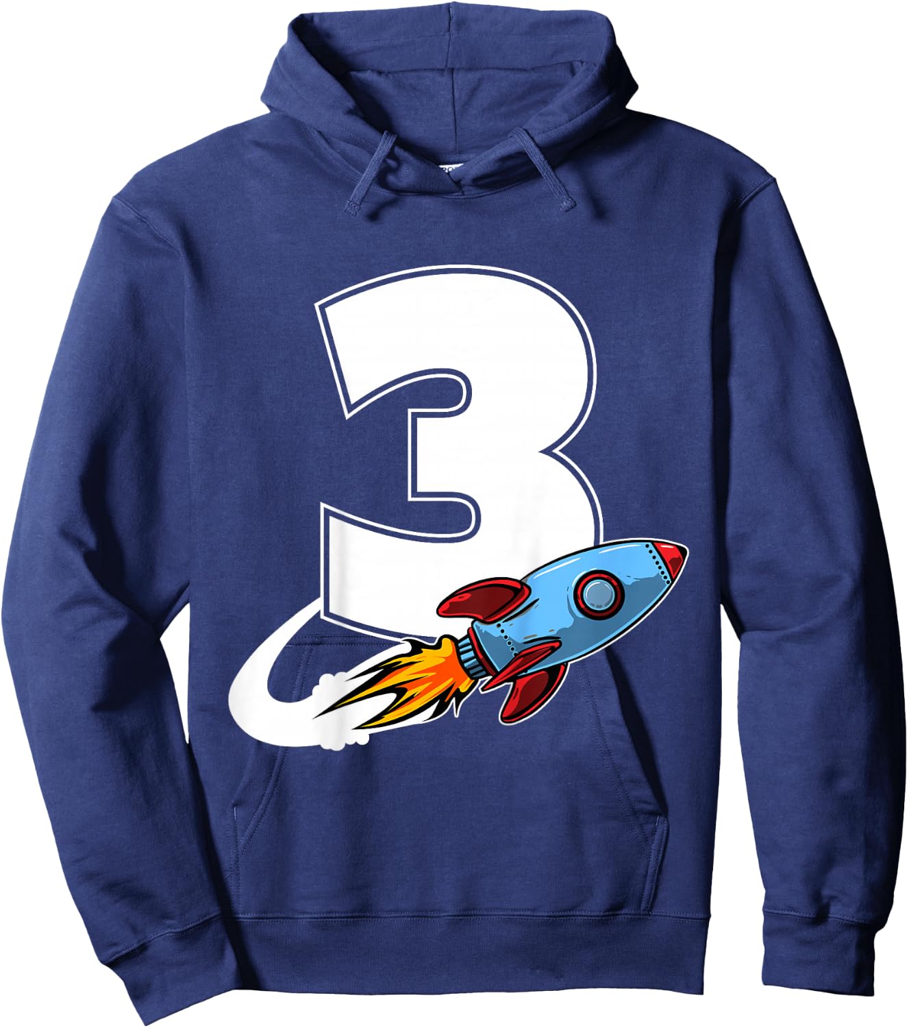 Outer Space 3 Year Old 3rd Birthday Three Rocket Ship Party Hoodie - Hoodie | Navy