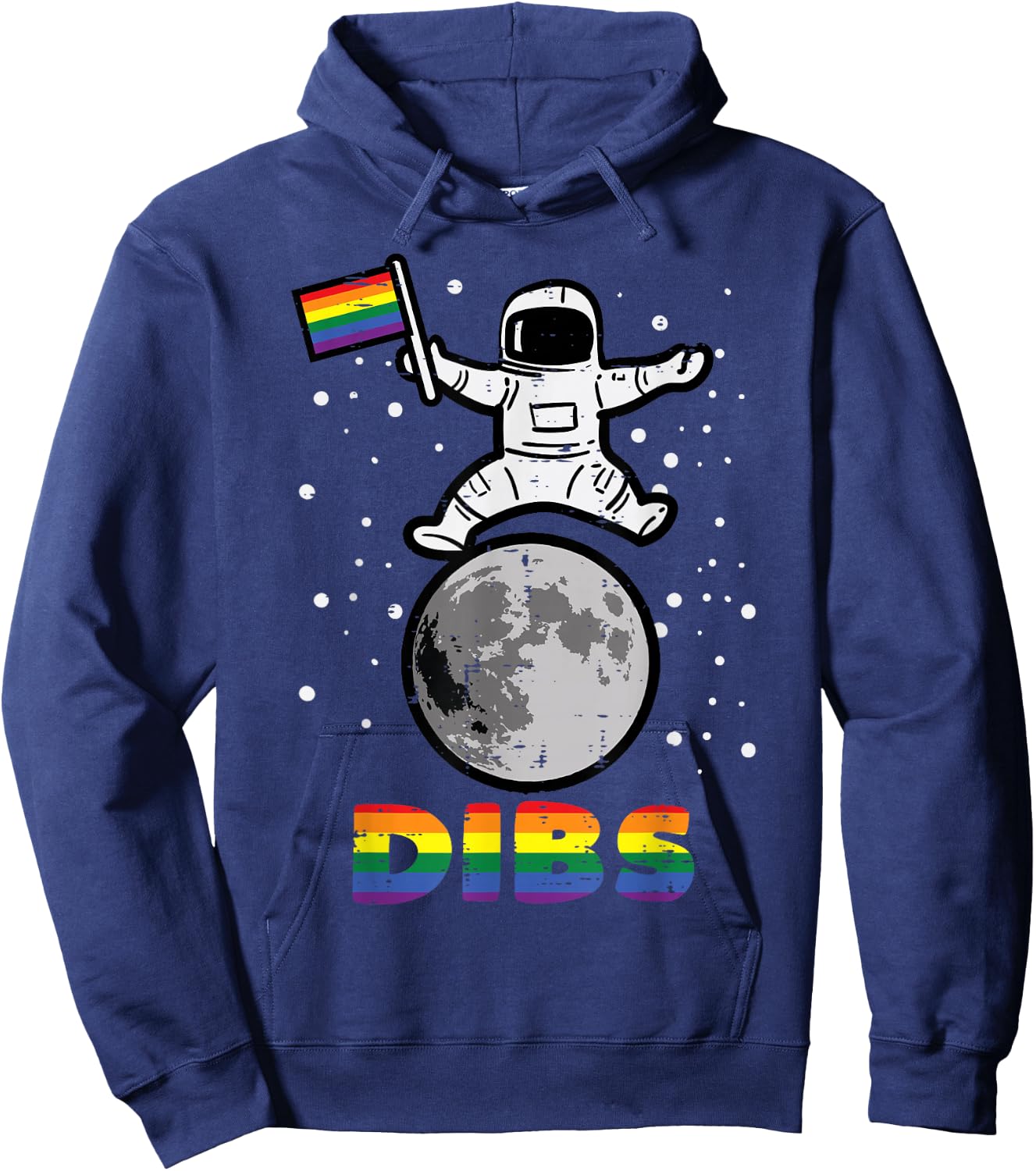 Gay Astronaut Moon Flag Dibs Rainbow Pride Month Lgbt Ally Hoodie - Hoodie | Navy