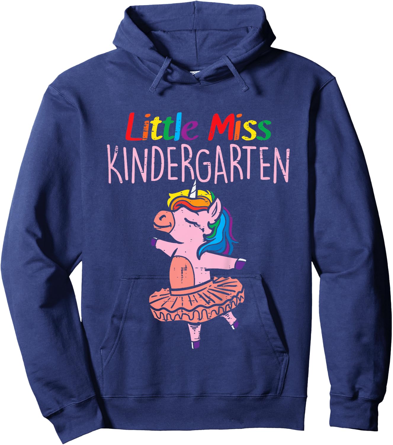 Little Miss Kindergarten Unicorn Back To School Day Girls Hoodie - Hoodie | Navy