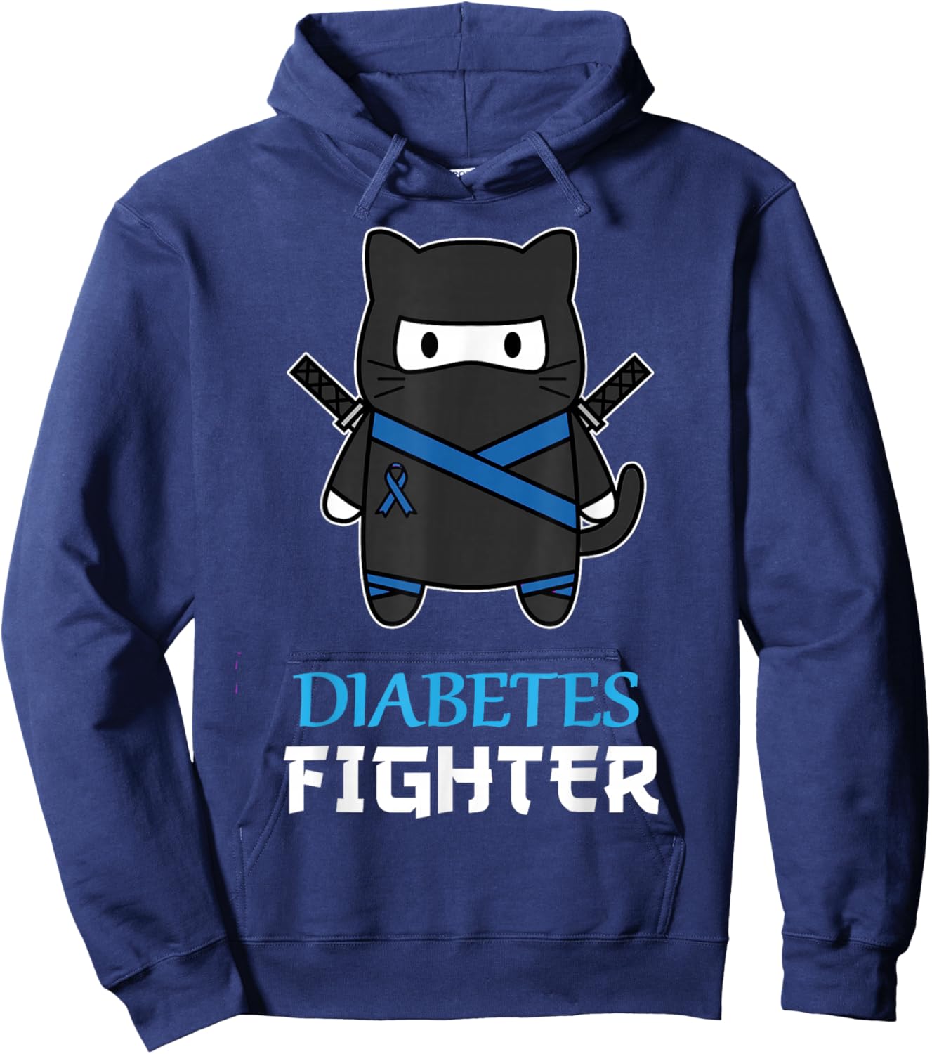 Diabetes Fighter Cat Ninja Awareness Diabetes Type 1 Hoodie - Hoodie | Navy