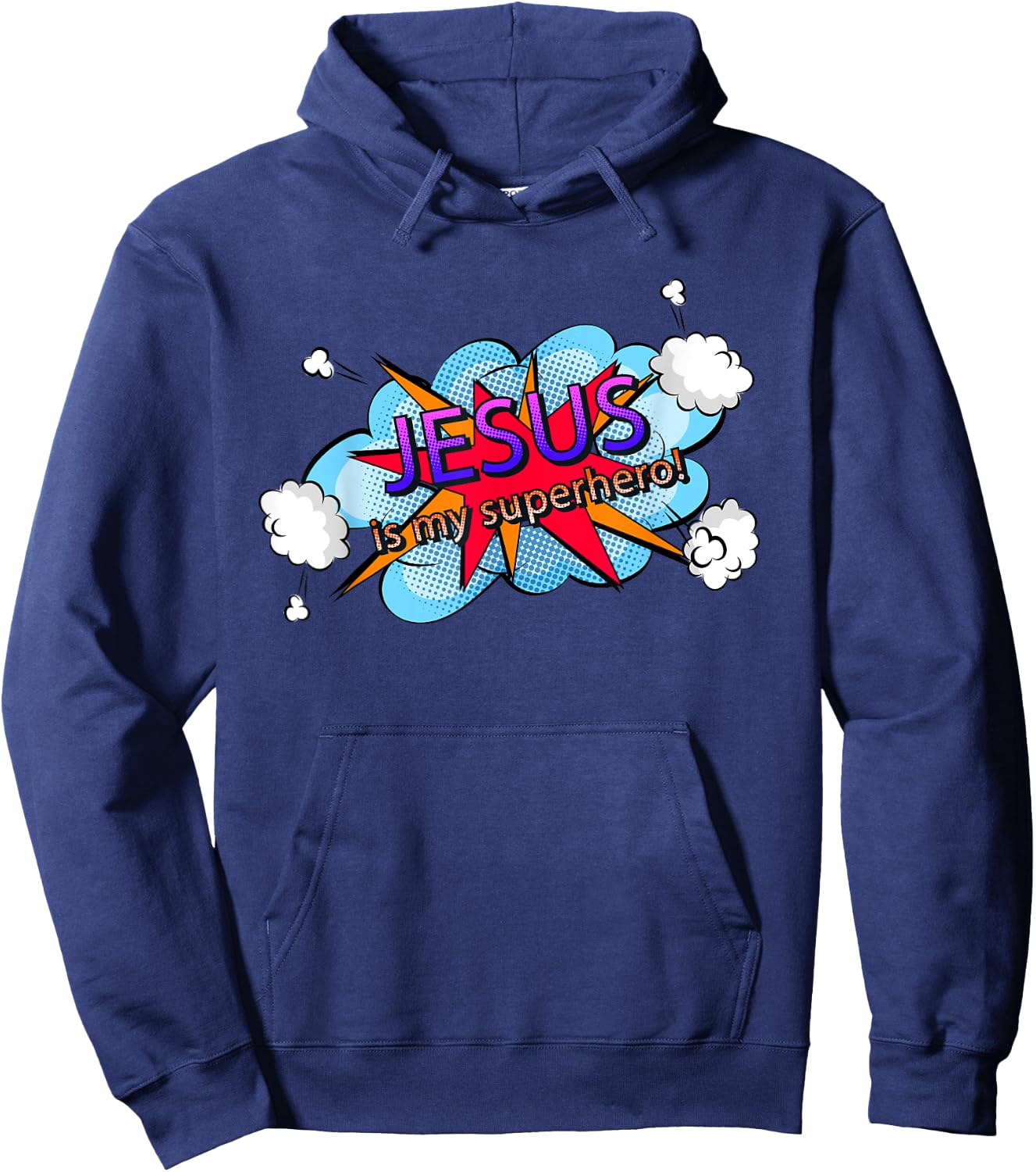 Jesus Is My Superhero Cute Powerful Christian Gift Comic Hoodie - Hoodie | Navy