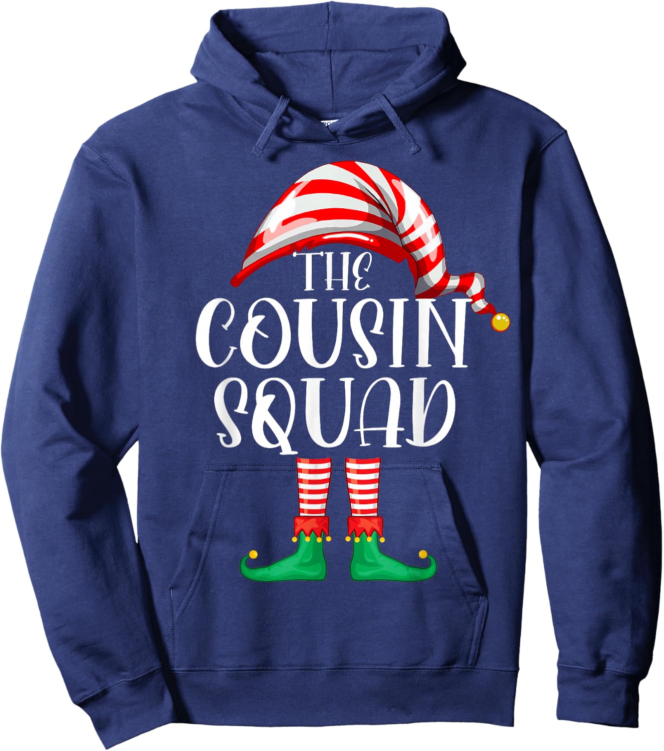 Cousin Squad Christmas Cute Xmas Elf Party Pajama Matching Hoodie - Hoodie | Navy