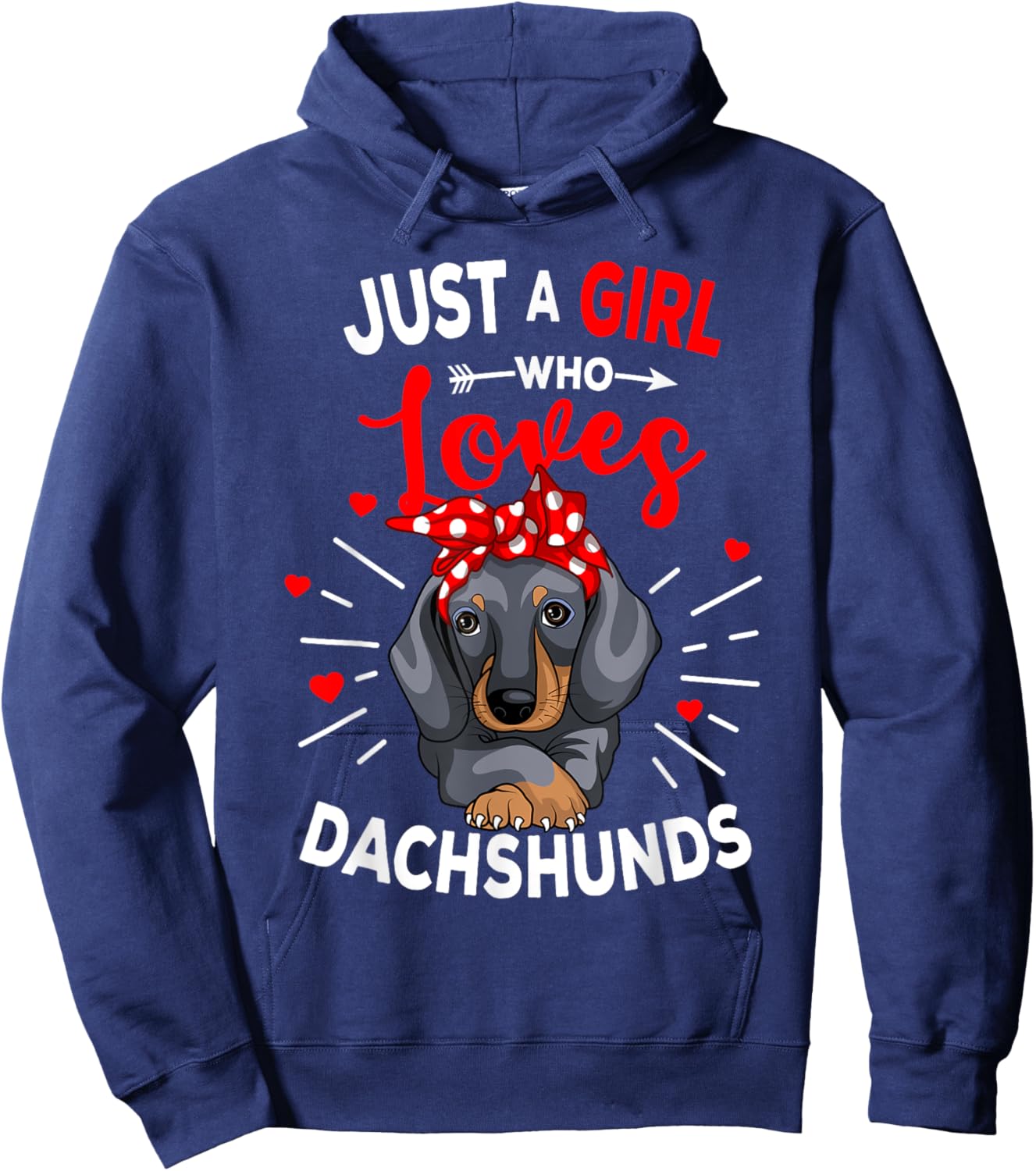 Just a Girl who loves Dachshunds Weiner Dog Lover Girls Gift Hoodie - Hoodie | Navy
