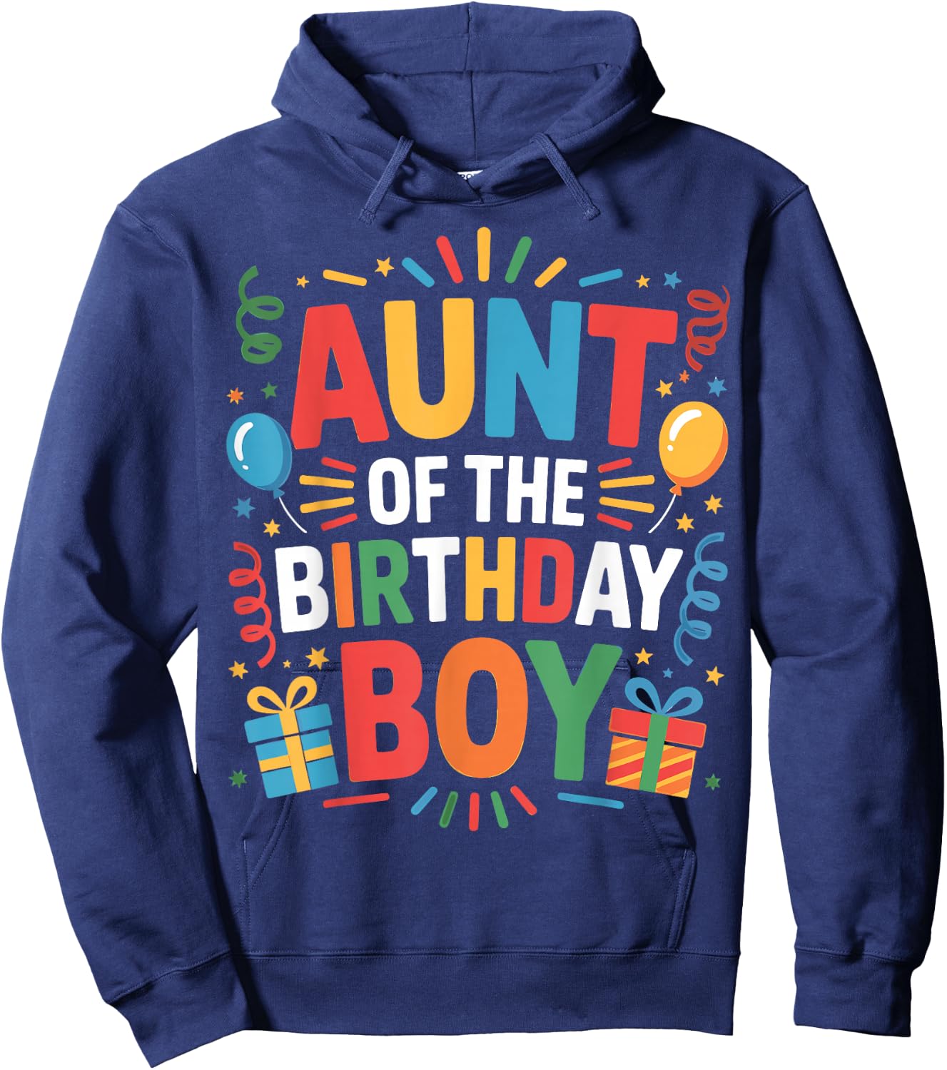 Funny Aunt of the Birthday Boy Cute Family Matching Party Hoodie - Hoodie | Navy