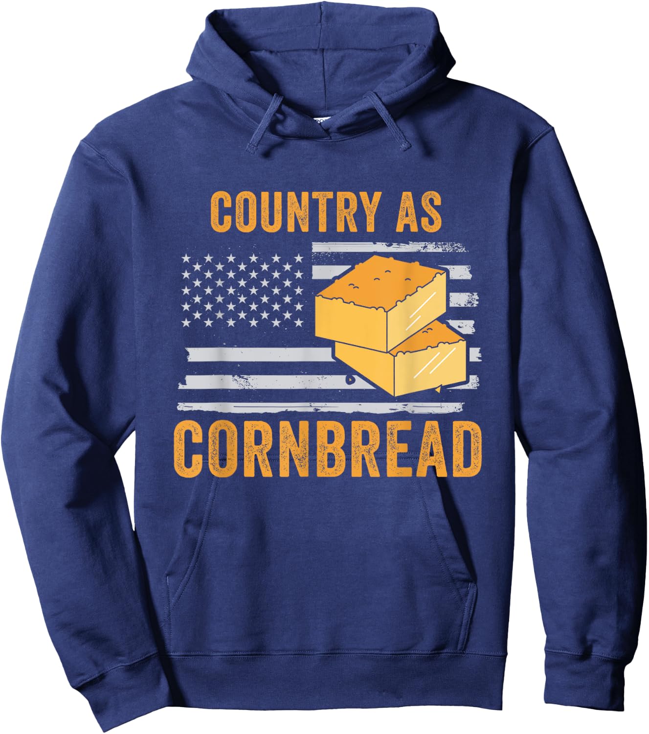 Country As Cornbread Food Thanksgiving Flag USA Cornbread Hoodie - Hoodie | Navy