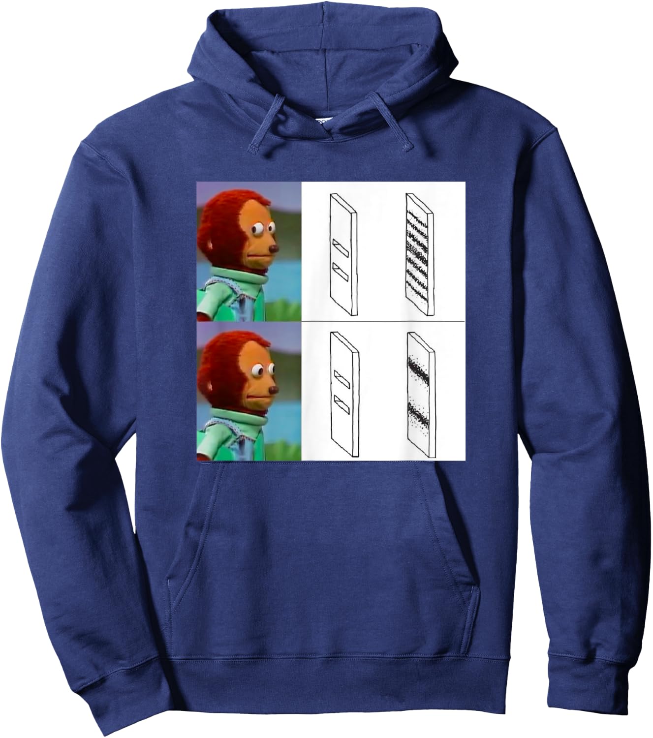 Observer Effect Meme Funny Quantum Physics Awkward Monkey Hoodie - Hoodie | Navy