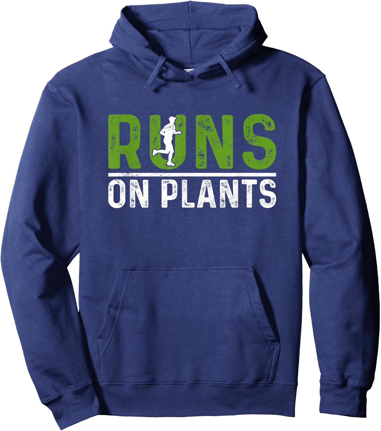 Runs On Plants Vegan Runner Vegetarian Running Marathon Hoodie - Hoodie | Navy