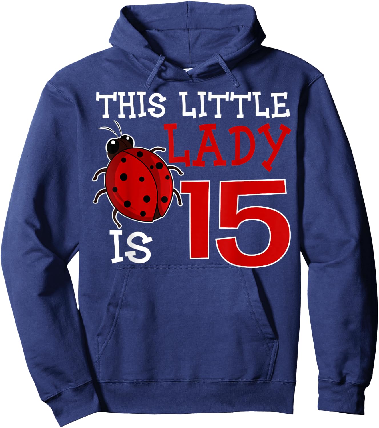 This Little Lady Is 15 Ladybug Birthday Ladybeetle Party Hoodie - Hoodie | Navy