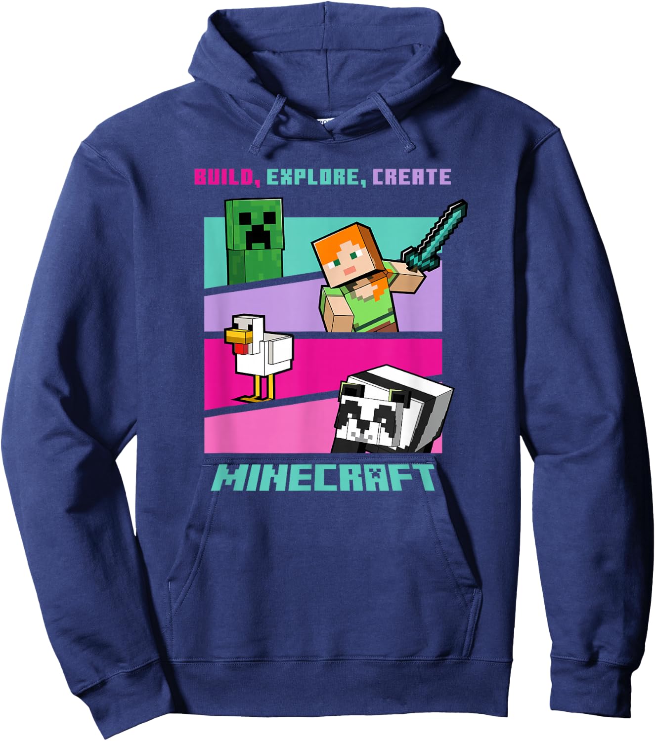 Minecraft Build Explore Create Group Poster Hoodie - Hoodie | Navy