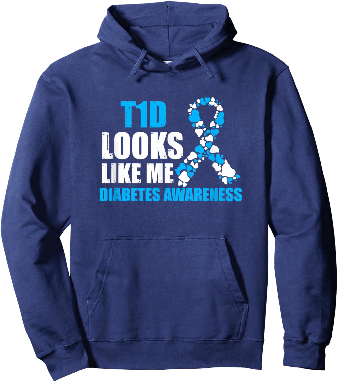 T1D Looks Like Me Diabetes Awareness Gift Hoodie - Hoodie | Navy
