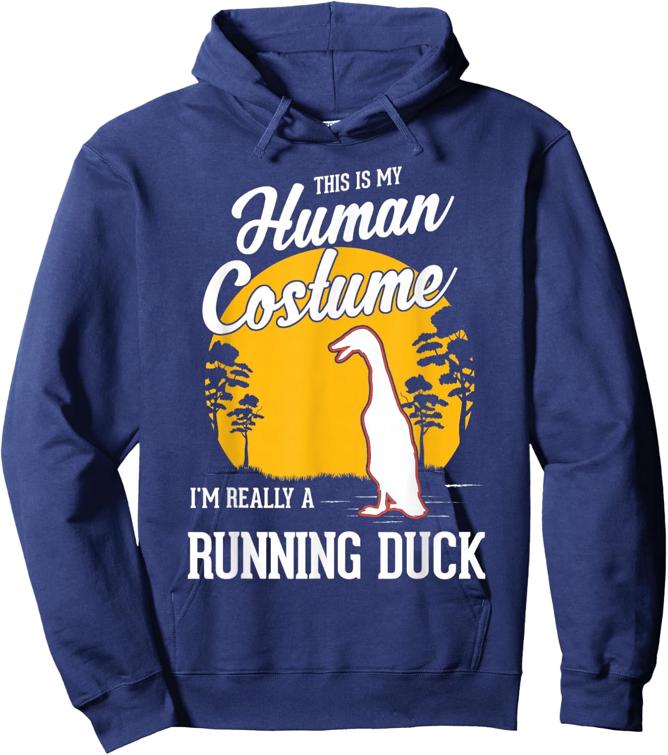 Running Duck Human Costume Halloween Running Duck Hoodie - Hoodie | Navy
