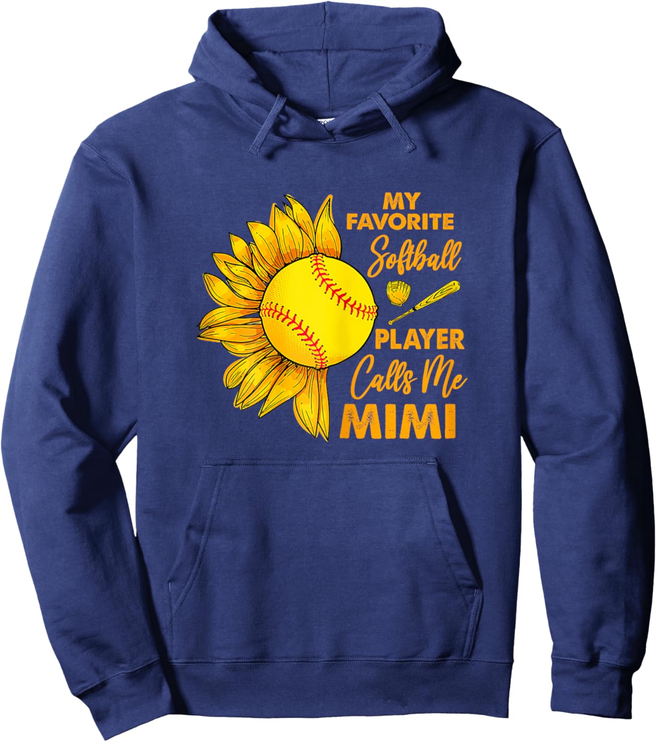My Favorite Softball Player Calls Me Mimi Sunflower Hoodie - Hoodie | Navy