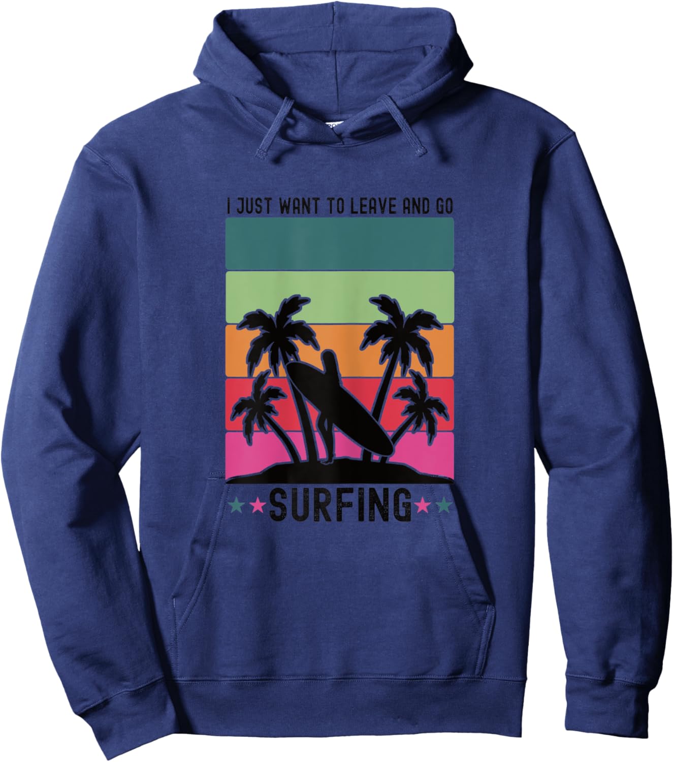 Cool Funny Retro Sunset Vintage Surfing Surfer Girl Surf Hoodie - Hoodie | Navy