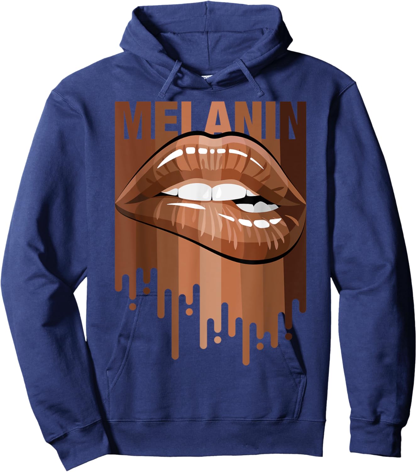 Cool Melanin Girl Lips Graphic , Black Girls Magic Style Hoodie - Hoodie | Navy