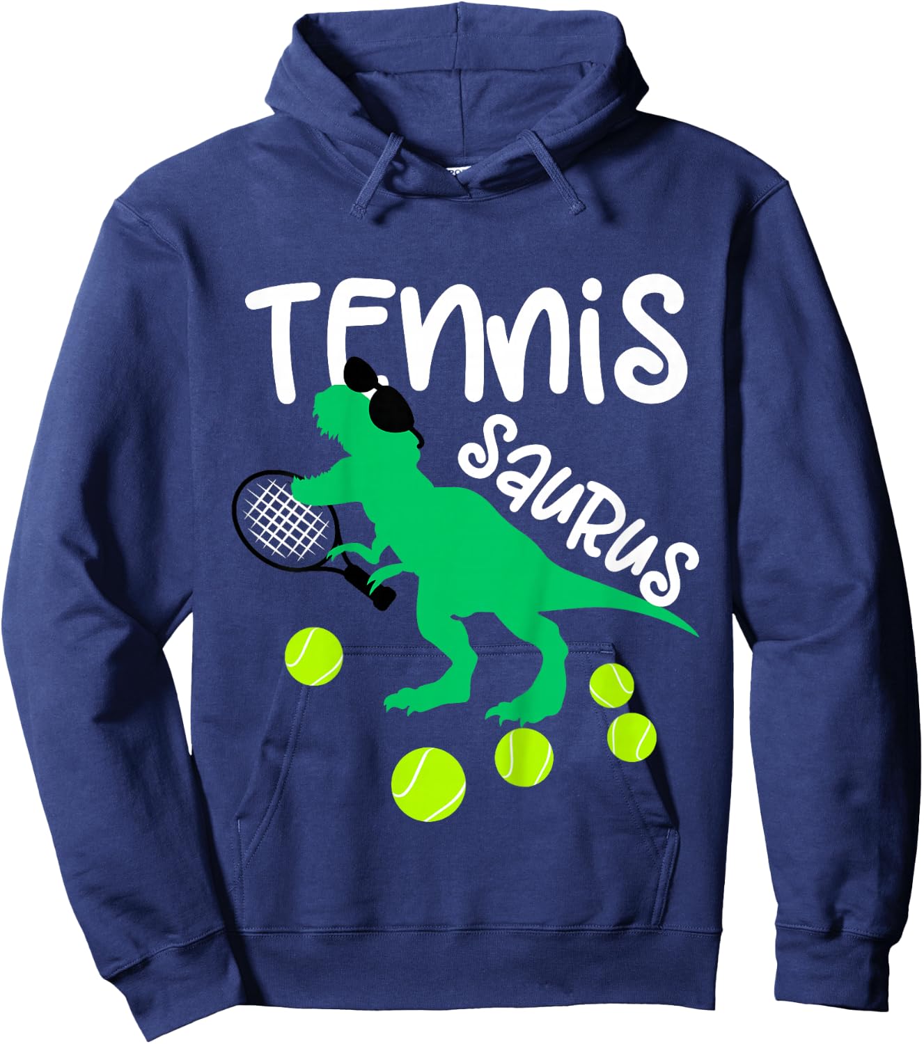 Toddler Tennis Dinosaur for Boys and Girls Funny Hoodie - Hoodie | Navy