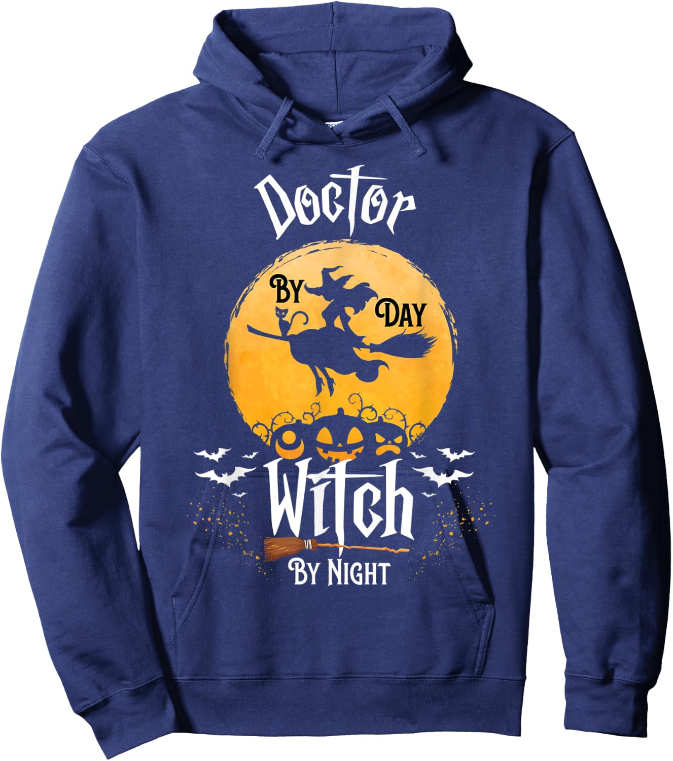 Funny CNA Witch Nurse Halloween Doctor By Day Witch By Night Hoodie - Hoodie | Navy