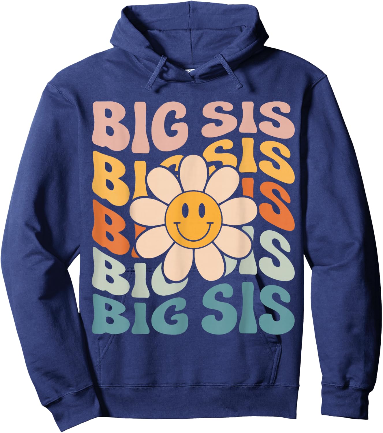 Soon To Be New Big Sister Retro Proud Big Sis Announcement Hoodie - Hoodie | Navy