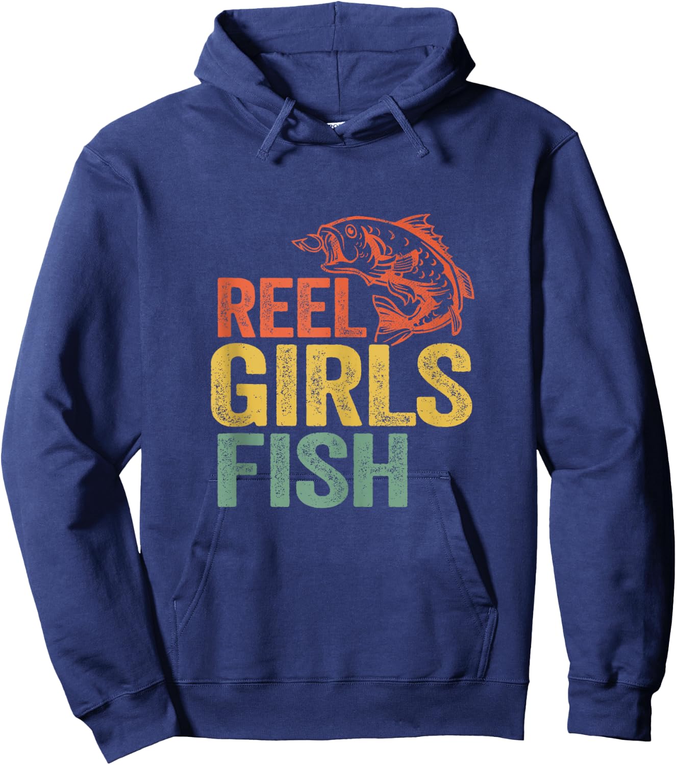 Reel Girls Fish Bass Fishing Funny Fisherwoman Mom Fishing Hoodie - Hoodie | Navy