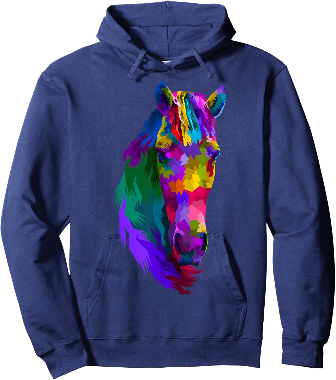 Colorful pop art horse portrait | Funny Horses Hoodie - Hoodie | Navy