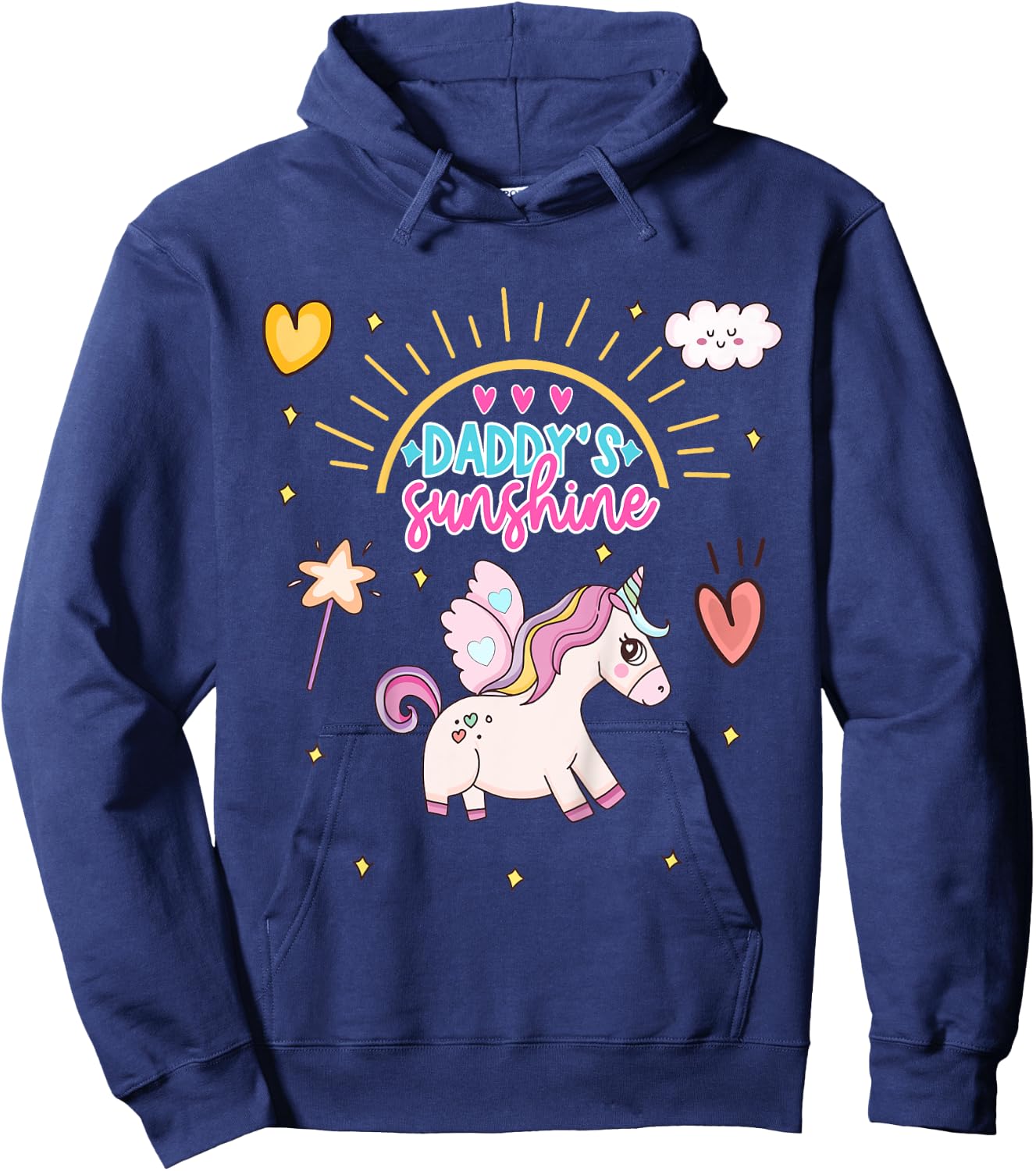Unicorn with Wings Daddy's Sunshine Daddy's Favorite Hoodie - Hoodie | Navy