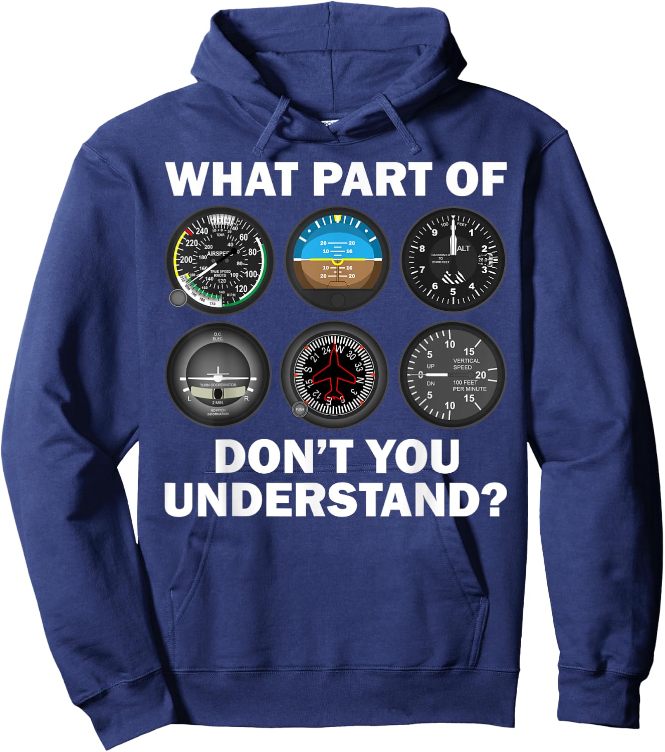 Funny Pilot Art Men Women Aviation Airline Pilot Instruments Small Hoodie - Hoodie | Navy