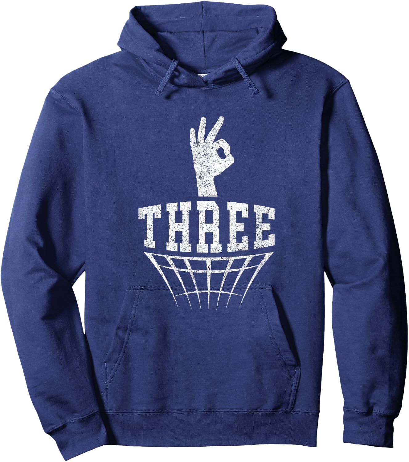 Three Fingers Hand Signal Basketball 3 Point Shot Hoodie - Hoodie | Navy