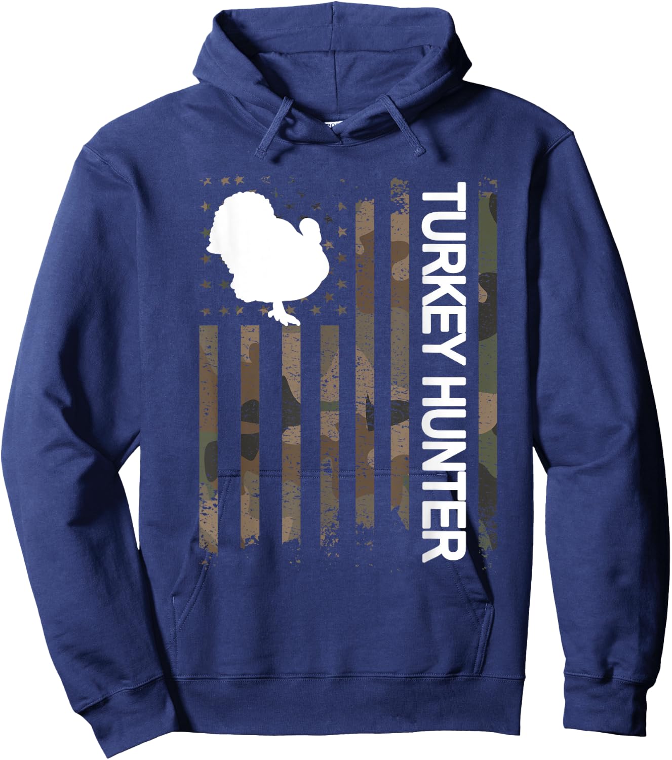 Turkey Hunter American Flag Turkey Hunting Lover Men Hoodie - Hoodie | Navy