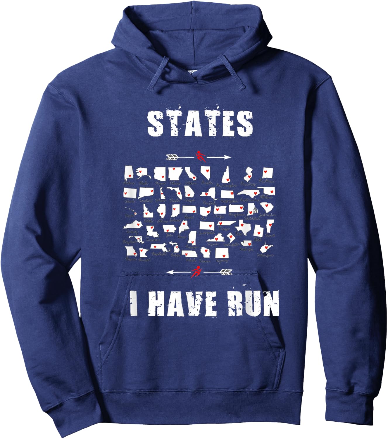 I Have Run 50 States Club Halffanatics Marathon Enthusiasts Hoodie - Hoodie | Navy