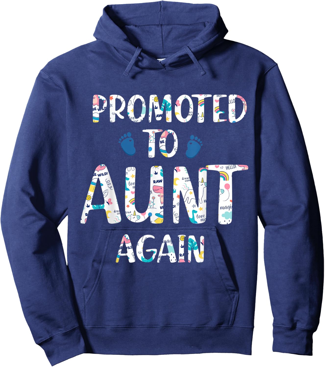 Funny Surprise Pregnancy Promoted to Auntie Again Hoodie - Hoodie | Navy
