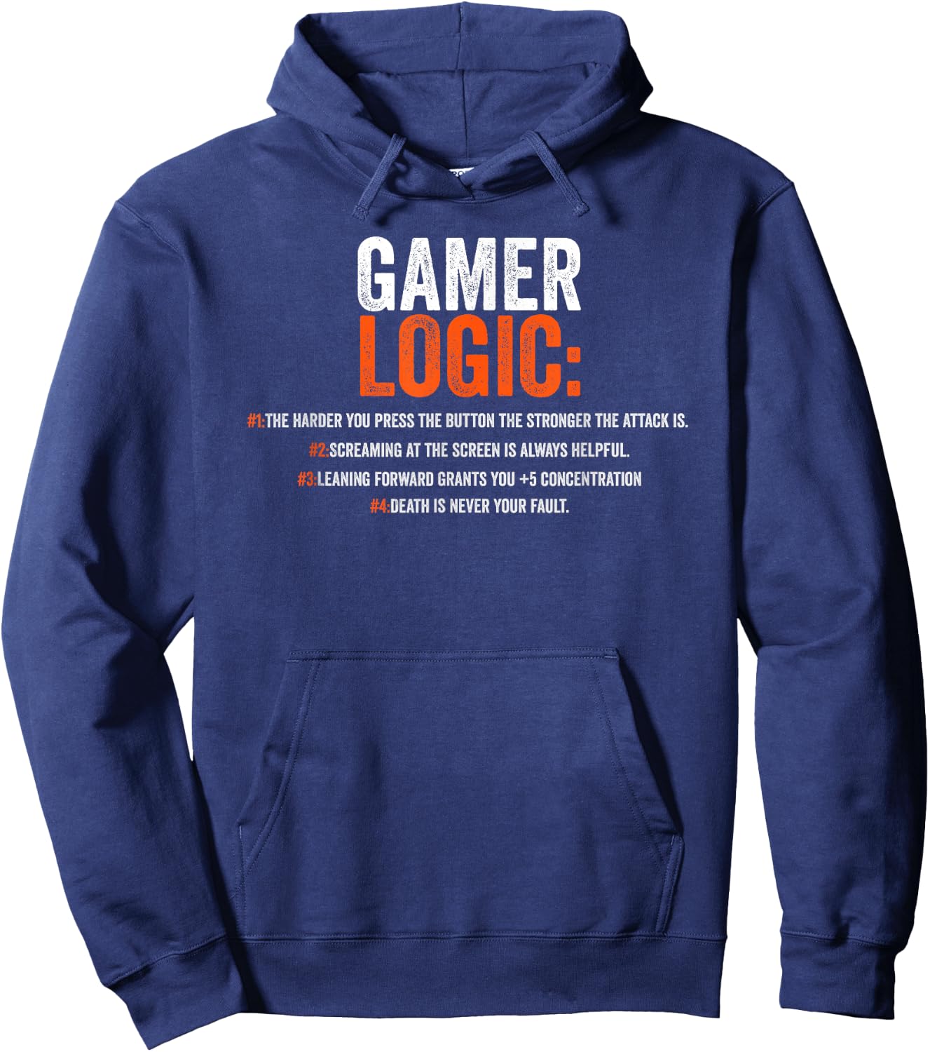 Funny Gamer Logic Saying Motif for Video Players Hoodie - Hoodie | Navy