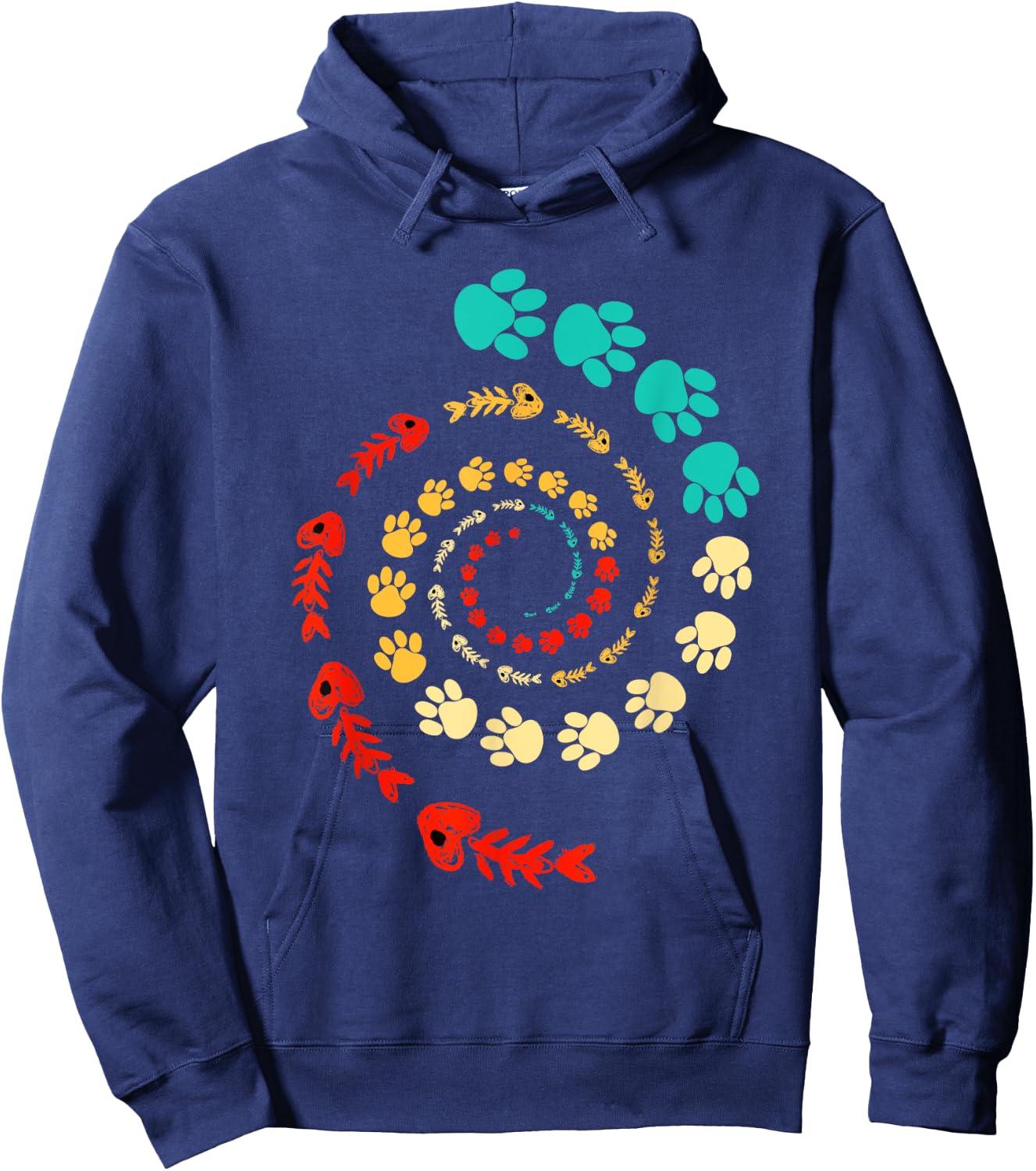 Fibonacci Cat Paw or Golden Ratio and Spiral or Fibonacci Hoodie - Hoodie | Navy
