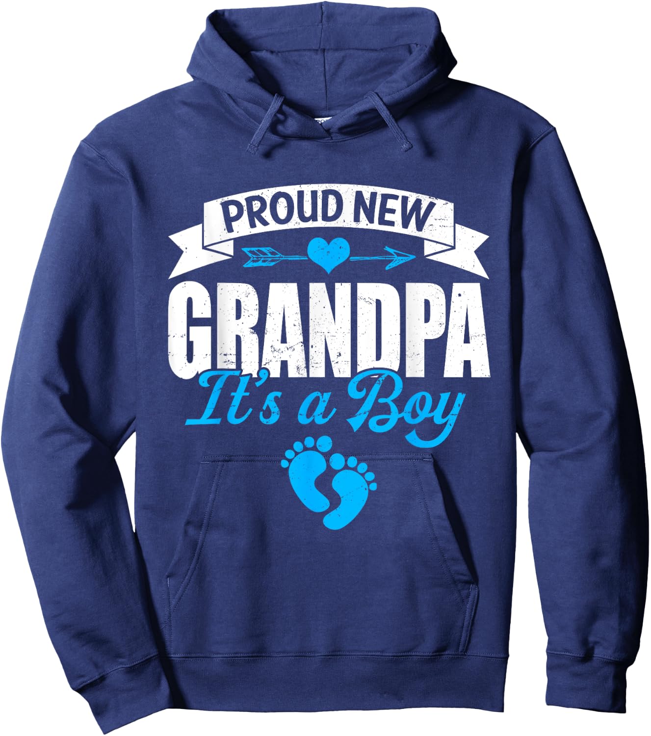 Retro Family Proud New Grandpa It's A Boy Gender Reveal Hoodie - Hoodie | Navy