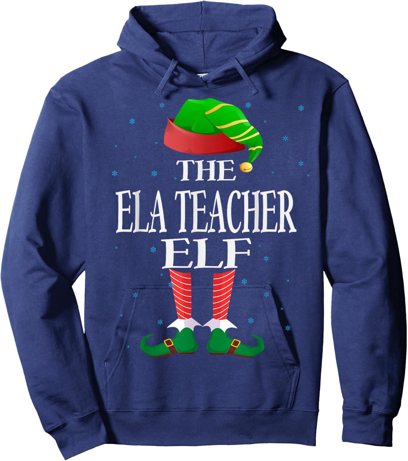 ELA Teacher Elf Funny Matching Pajama Group Christmas Hoodie - Hoodie | Navy