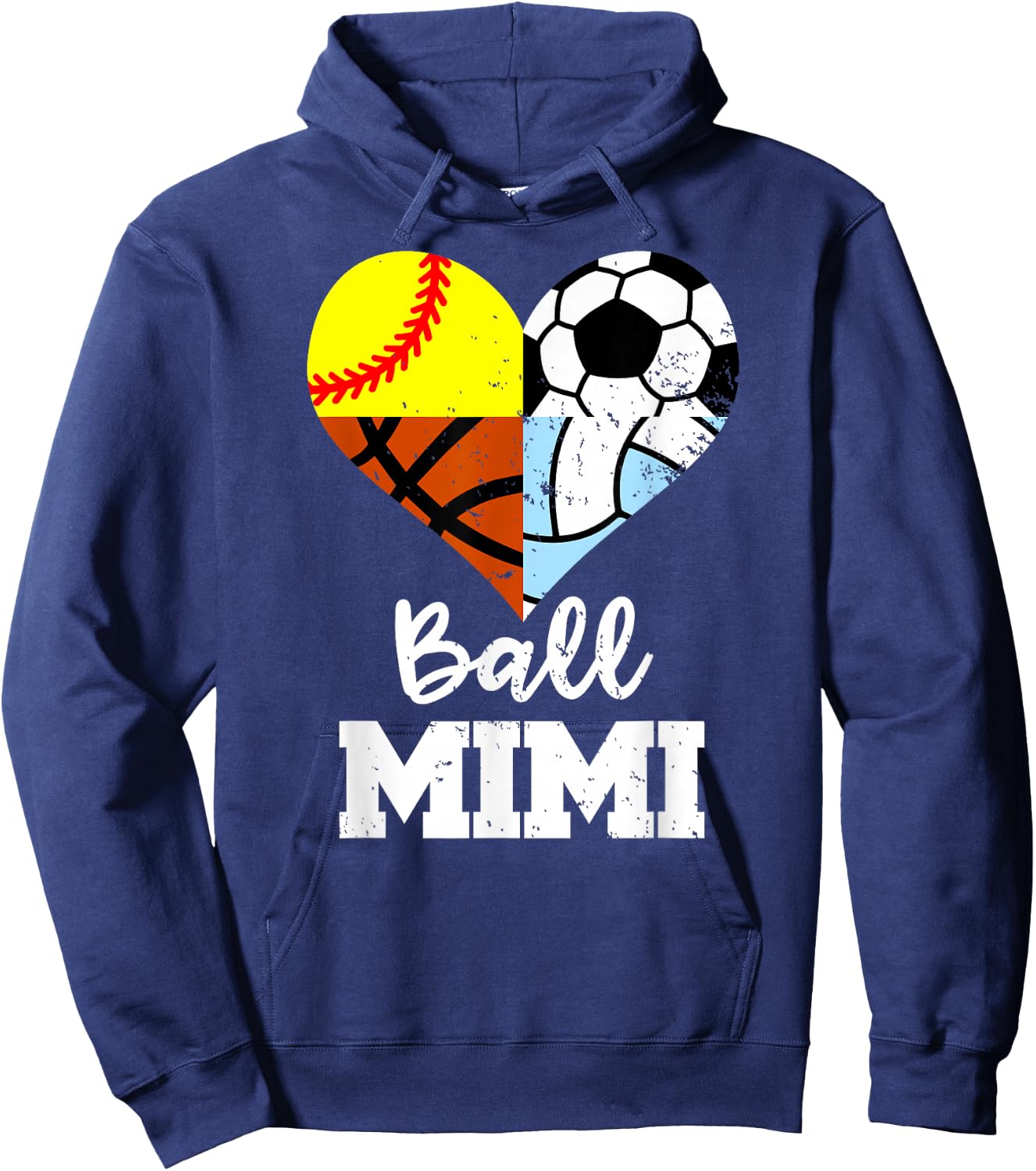 Ball Mimi Soccer Softball Volleyball Basketball Mimi Heart Hoodie - Hoodie | Navy