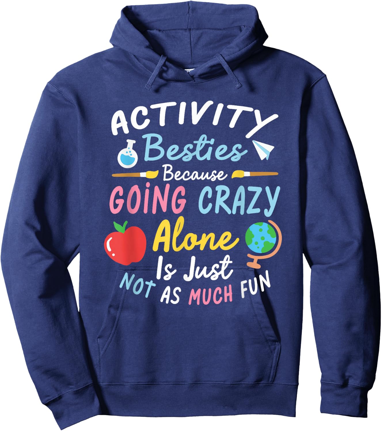 Activity Professionals Week Activity Assistant -Adults Black Letter Print Hoodie - Hoodie | Navy