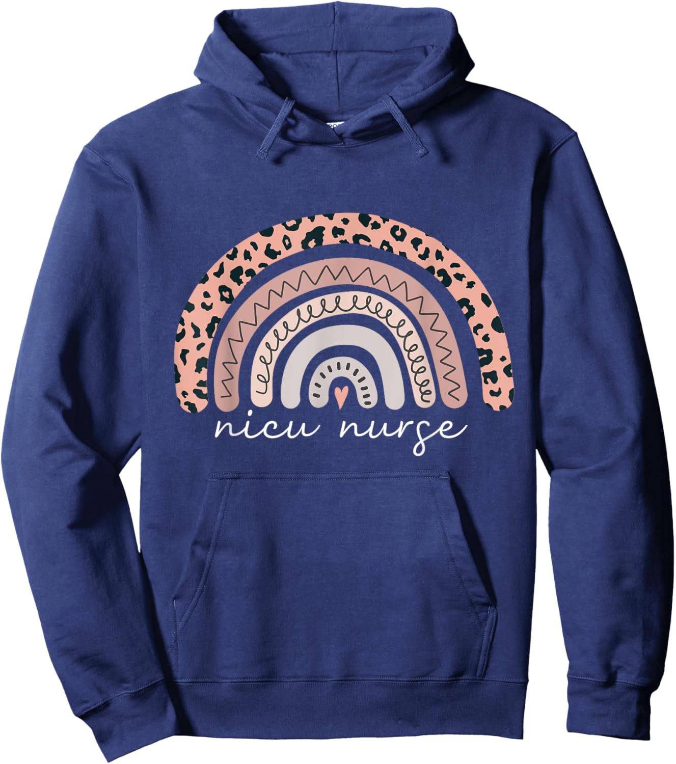 Nicu Nurse Neonatal Nurse Labor And Delivery Leopard Rainbow Hoodie - Hoodie | Navy