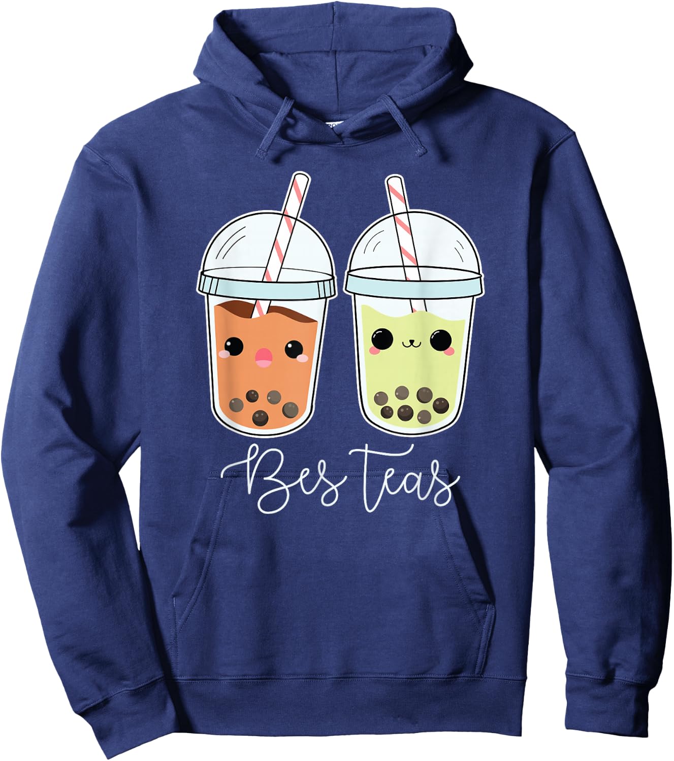 Bes Teas Best Friends Besties Boba Tea Bubble Tea Gift Hoodie - Hoodie | Navy