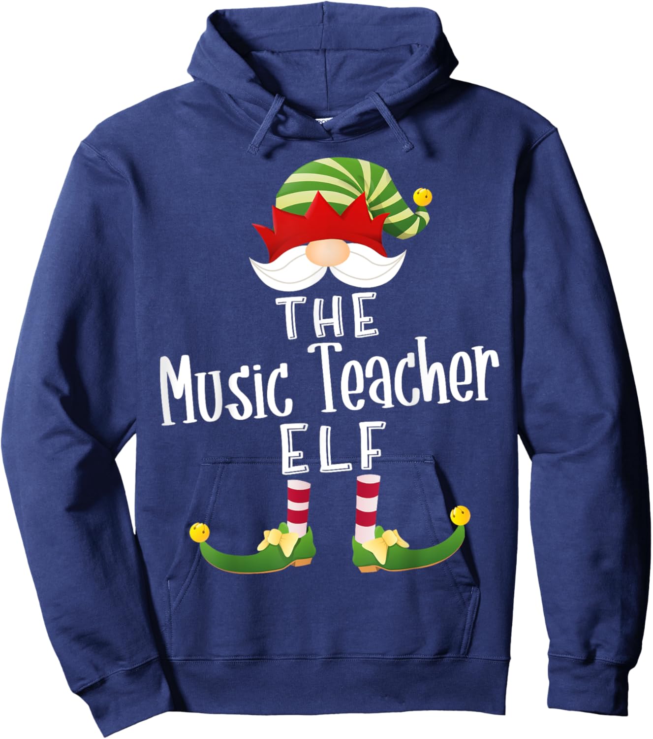Music Teacher Elf Group Christmas Funny Pajama Party Hoodie - Hoodie | Navy