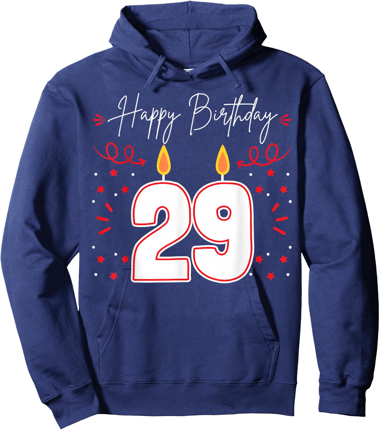 Candle 29 Birthday Party Decoration Wishes Candlelight Cake Hoodie - Hoodie | Navy