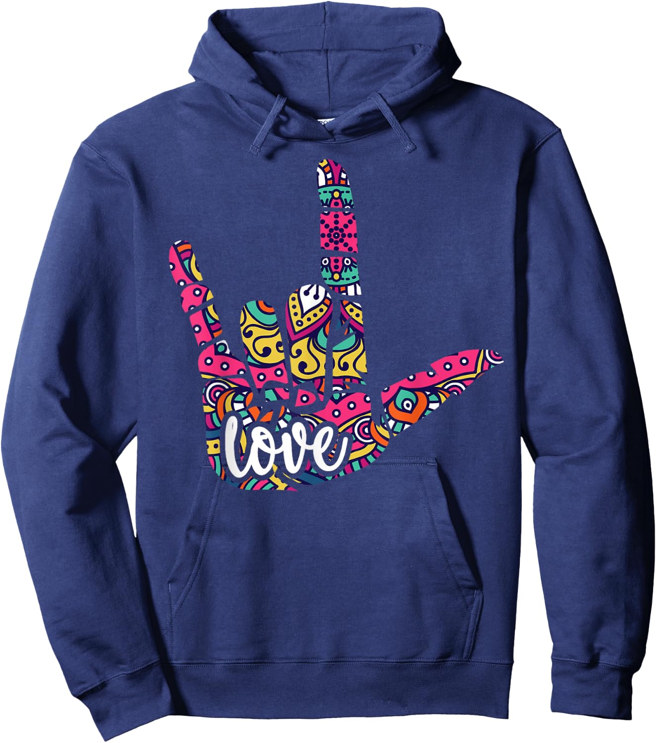 I Love You. American Sign Language Gift Hoodie - Hoodie | Navy