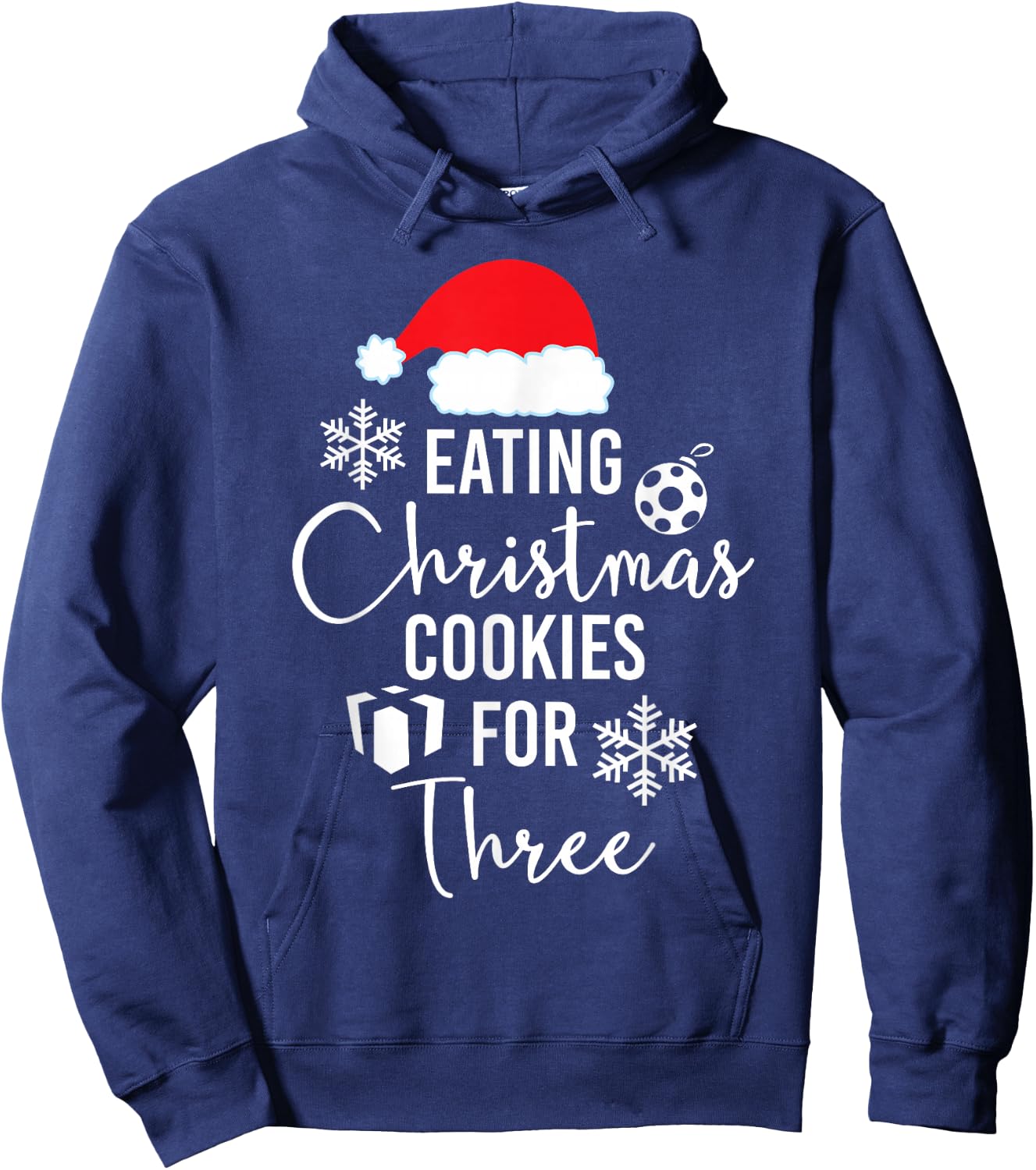 Eating Christmas Cookies For Three Shirt Pregnancy Twins Hoodie - Hoodie | Navy