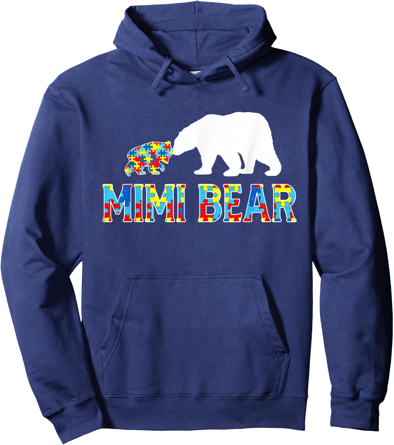 Autism Awareness Mimi Bear Puzzle Support Autistic Adults Hoodie - Hoodie | Navy