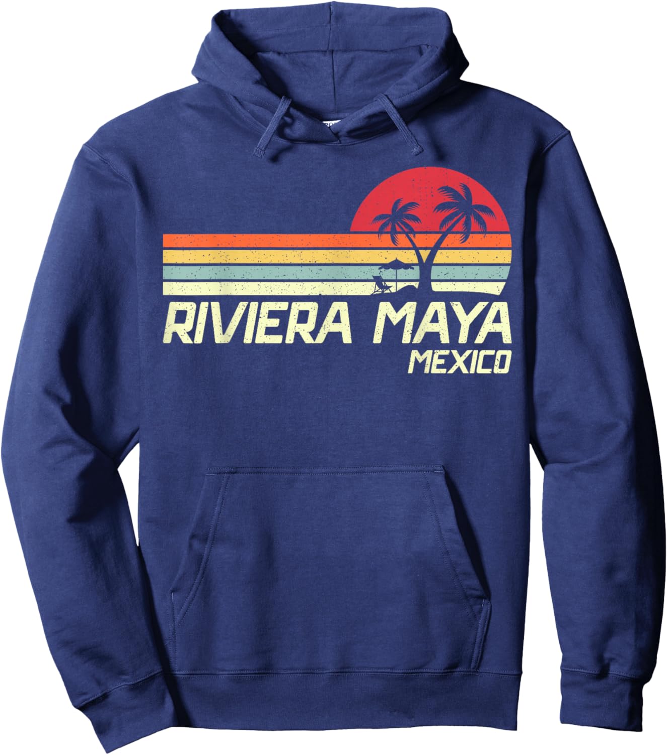 Summer Vacation Vintage Mexico Riviera Maya Beach Hoodie - Hoodie | Navy