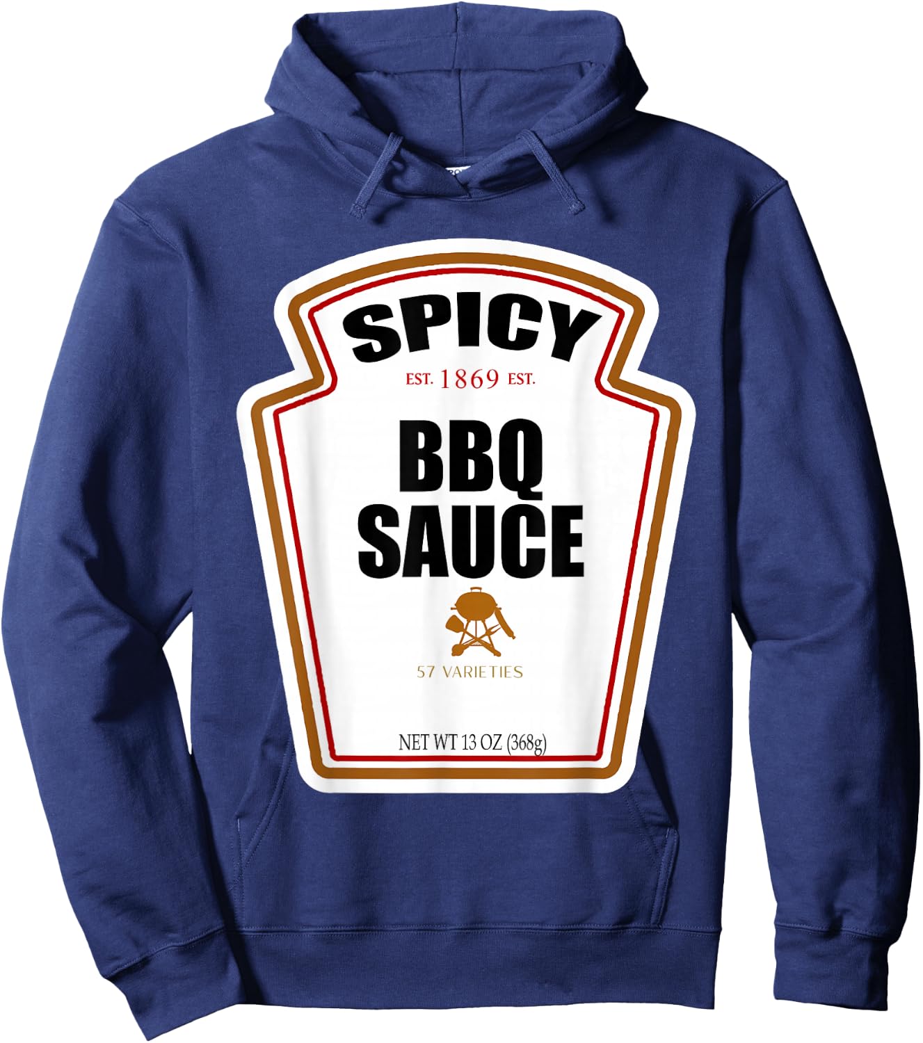 Halloween Matching Costume Spicy BBQ Sauce Bottle Label Hoodie - Hoodie | Navy