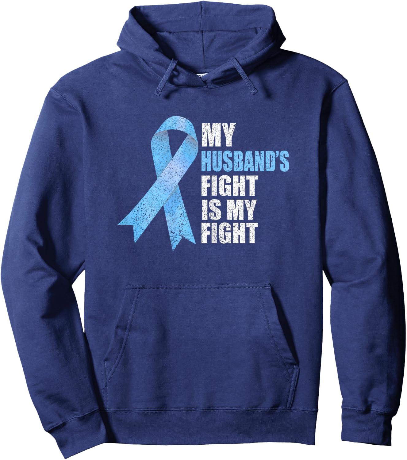Light Blue Ribbon Supporter Wife Prostate Cancer Awareness Hoodie - Hoodie | Navy