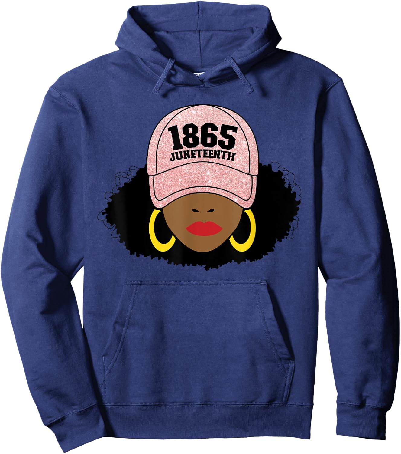 Juneteenth 1865 Black Freedom Afro Pink Women's Juneteenth Hoodie - Hoodie | Navy