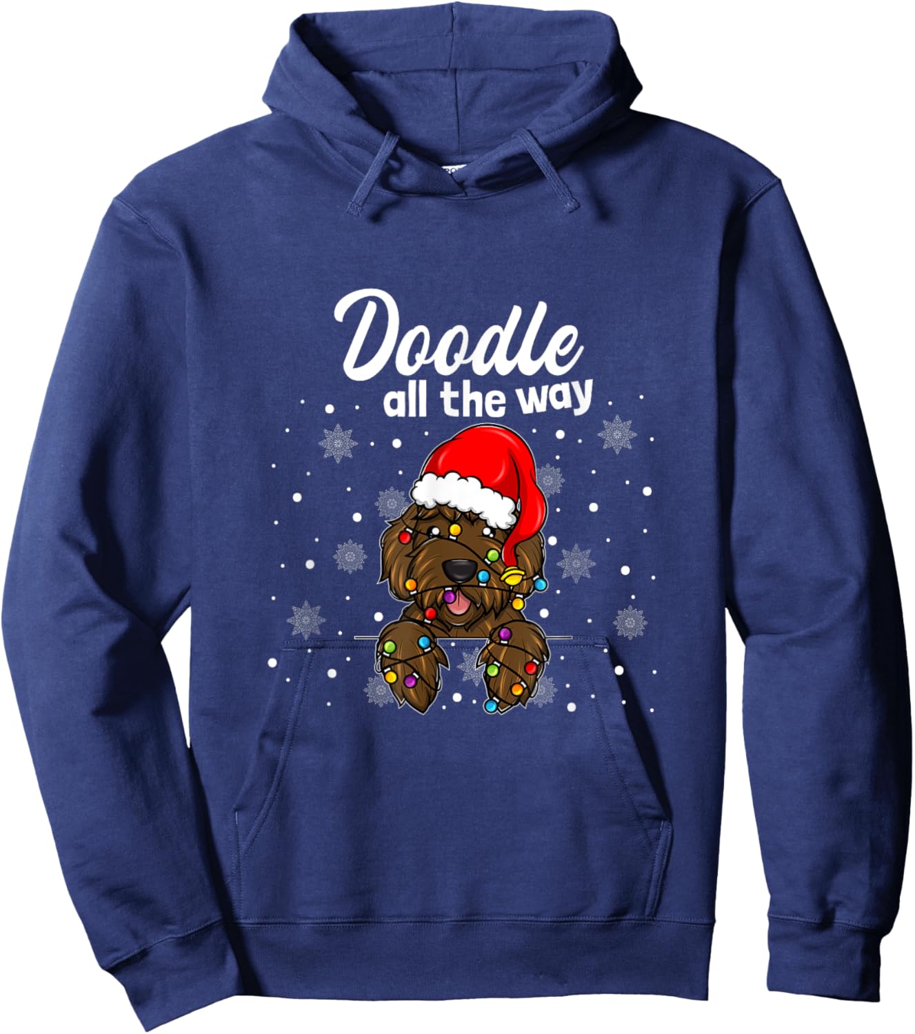 Doodle All The Way Labradoodle Santa Claus Hat Christmas Hoodie - Hoodie | Navy