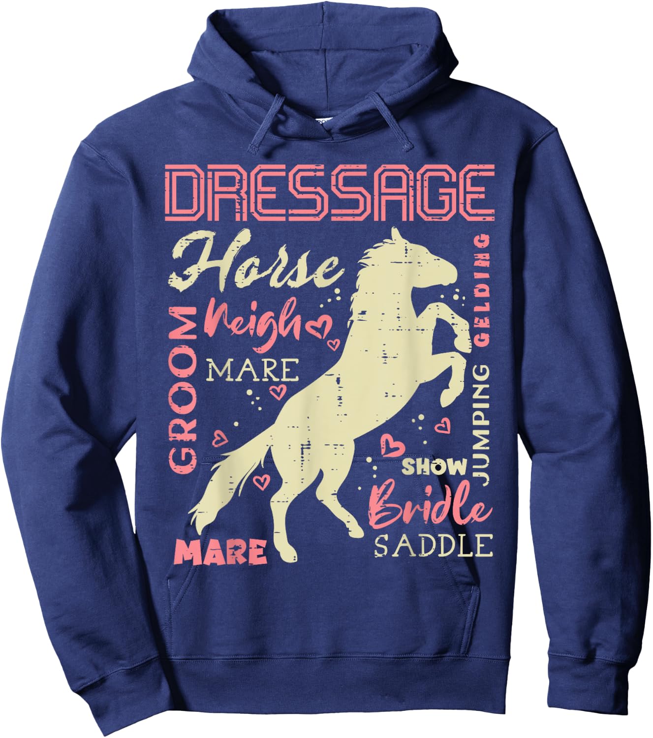 Horse Words Dressage Riding Rider Equestrian Men Women Kids Hoodie - Hoodie | Navy